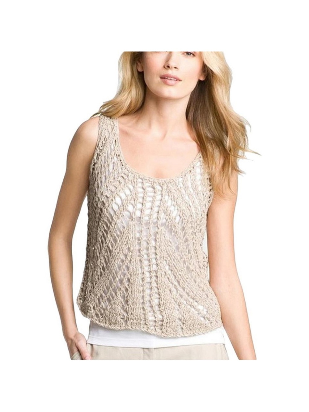 Eileen Fisher Open-Knit Cream Tank Top
